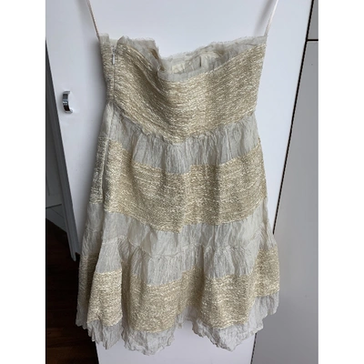 Pre-owned Luisa Beccaria Silk Mini Dress In Beige