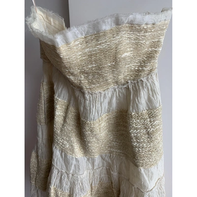 Pre-owned Luisa Beccaria Silk Mini Dress In Beige