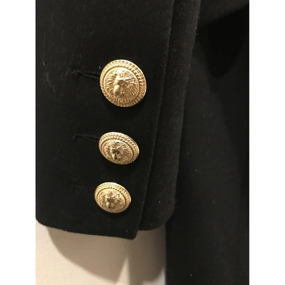 Pre-owned Balmain Wool Coat In Black