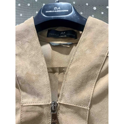 Pre-owned Daniele Alessandrini Leather Short Vest In Beige
