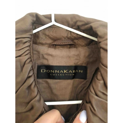 Pre-owned Donna Karan Leather Coat In Brown