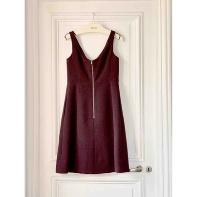 Pre-owned Carven Wool Mid-length Dress In Burgundy