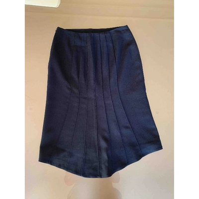 Pre-owned Valentino Wool Mid-length Skirt In Blue
