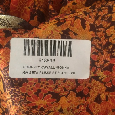 Pre-owned Roberto Cavalli Silk Maxi Skirt In Orange