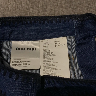 Pre-owned Miu Miu Blue Cotton Jeans