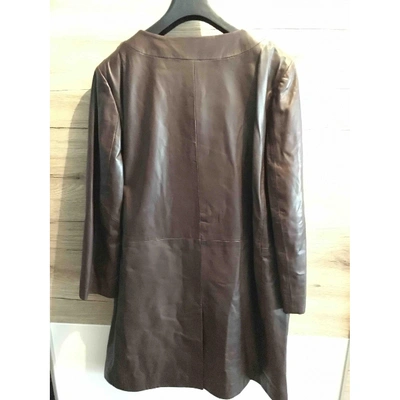 Pre-owned Max Mara Leather Coat In Brown