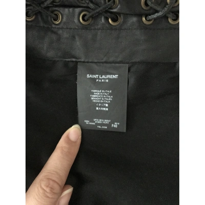 Pre-owned Saint Laurent Leather Short Vest In Black