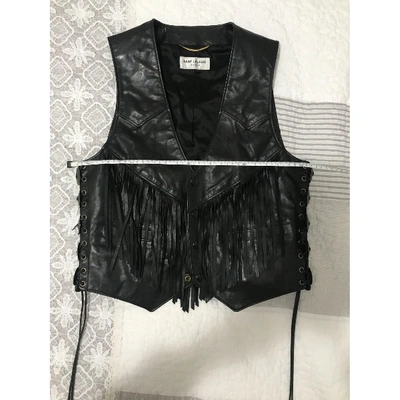 Pre-owned Saint Laurent Leather Short Vest In Black