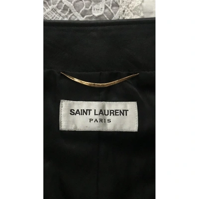 Pre-owned Saint Laurent Leather Short Vest In Black