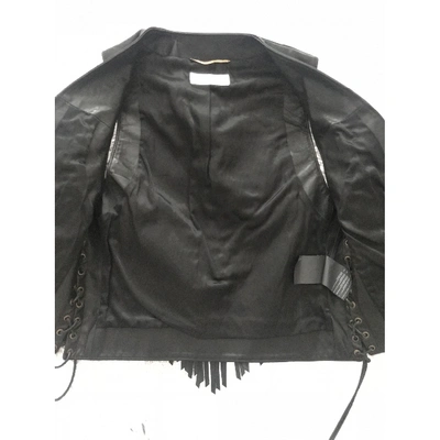 Pre-owned Saint Laurent Leather Short Vest In Black