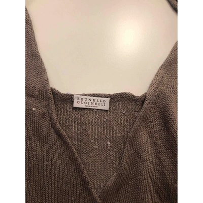 Pre-owned Brunello Cucinelli Linen Top In Brown