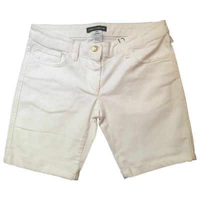 Pre-owned Dolce & Gabbana White Cotton - Elasthane Shorts