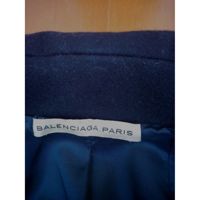 Pre-owned Balenciaga Wool Peacoat In Black