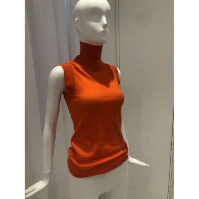 Pre-owned Versace Wool Top In Orange