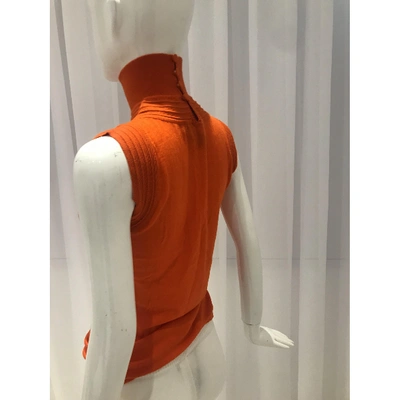 Pre-owned Versace Wool Top In Orange