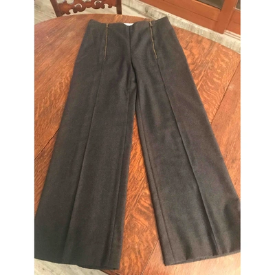 Pre-owned Valentino Wool Large Pants In Anthracite