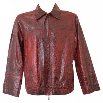 Pre-owned Roberto Cavalli Leather Jacket In Red