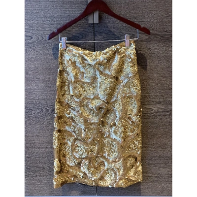 Pre-owned Burberry Glitter Mid-length Skirt In Gold