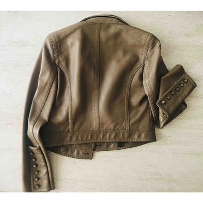 Pre-owned Dolce & Gabbana Leather Biker Jacket In Brown