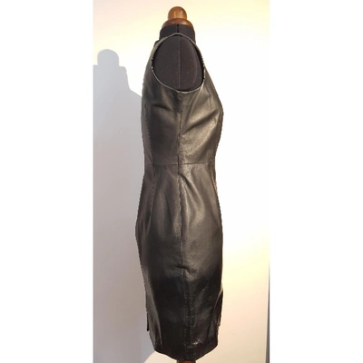 Pre-owned Muubaa Leather Mid-length Dress In Black