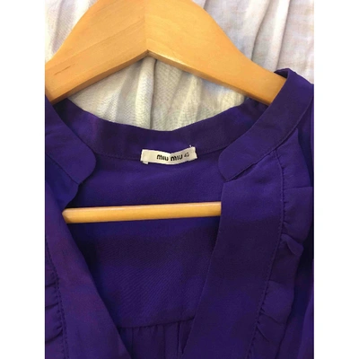 Pre-owned Miu Miu Silk Mid-length Dress In Purple