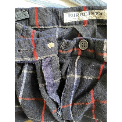 Pre-owned Burberry Wool Straight Pants In Blue