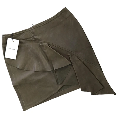 Pre-owned Raiine Leather Mini Skirt In Green