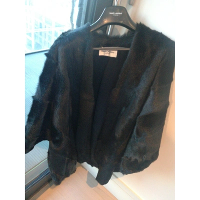 Pre-owned Saint Laurent Black Fur Coat