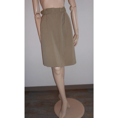 Pre-owned Chanel Wool Mid-length Skirt In Beige