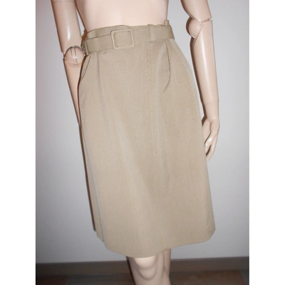 Pre-owned Chanel Wool Mid-length Skirt In Beige