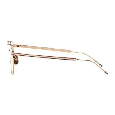 Shop Thom Browne Gold Round Metal Glasses In White Gold