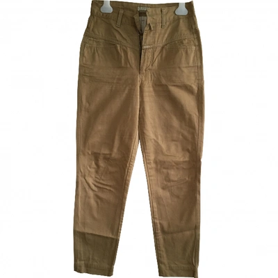 Pre-owned Closed Straight Pants In Beige