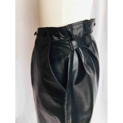 Pre-owned Margaret Howell Black Leather Skirt | ModeSens