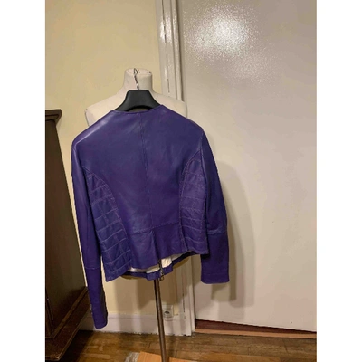 Pre-owned Diego Dolcini Leather Jacket In Purple