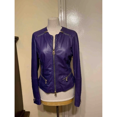 Pre-owned Diego Dolcini Leather Jacket In Purple