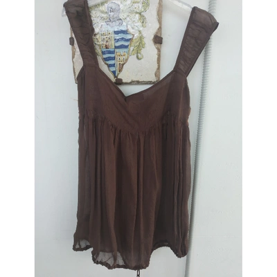 Pre-owned Antik Batik Silk Mini Dress In Brown