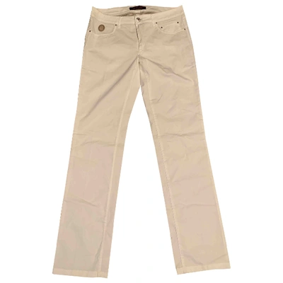 Pre-owned Trussardi Slim Jeans In White