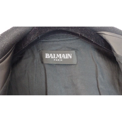 Pre-owned Balmain Leather Biker Jacket In Black