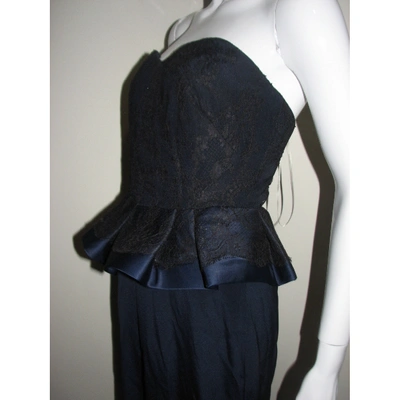 Pre-owned Notte By Marchesa Silk Maxi Dress In Navy