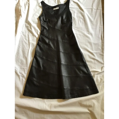 Pre-owned Nicole Farhi Leather Dress In Black