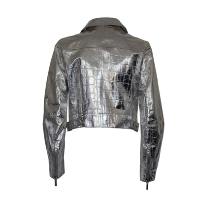 Pre-owned Blumarine Leather Biker Jacket In Silver