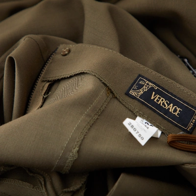 Pre-owned Versace Wool Straight Pants In Khaki