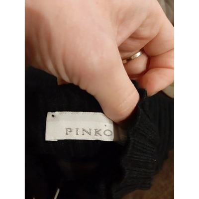 Pre-owned Pinko Wool Cardi Coat In Black