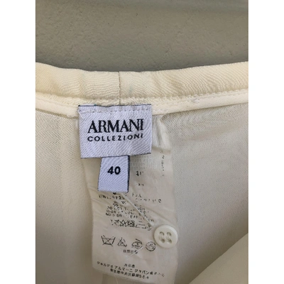 Pre-owned Armani Collezioni Trousers In Ecru