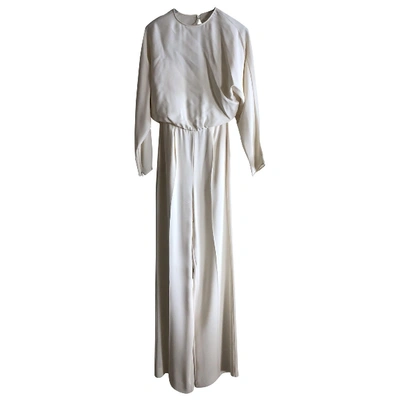 Pre-owned Valentino Silk Jumpsuit In Beige
