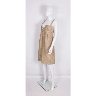 Pre-owned Valentino Silk Mid-length Dress In Gold