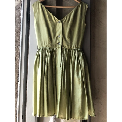 Pre-owned Katharine Hamnett Silk Mini Dress In Green