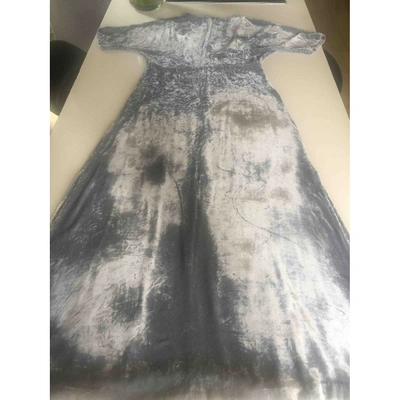 Pre-owned Ganni Blue Velvet Dress