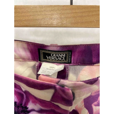 Pre-owned Versace Straight Trousers In Purple