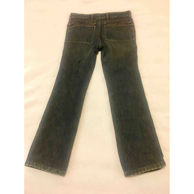 Pre-owned Gucci Straight Pants In Navy